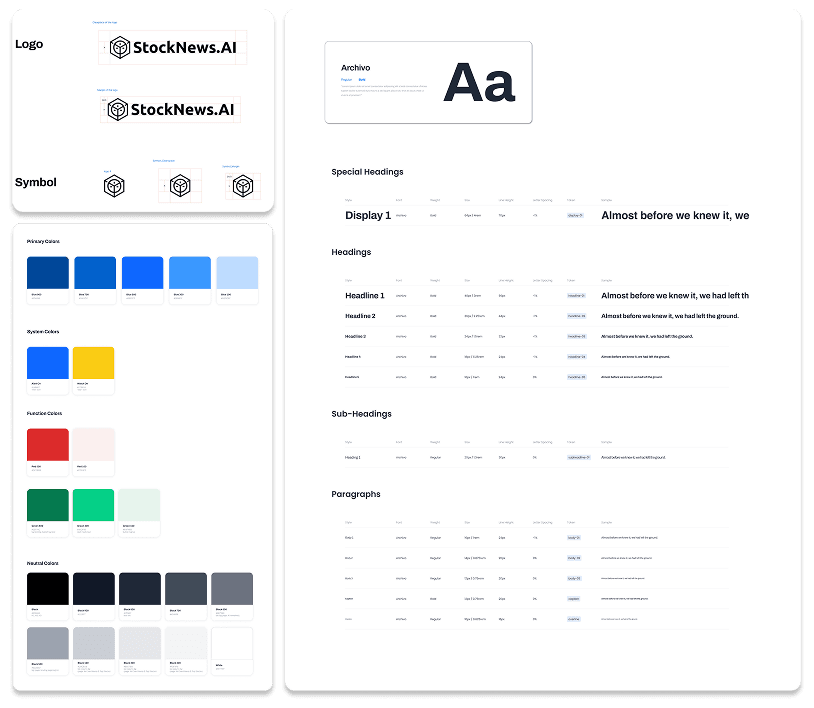StockNews.ai design system mockup